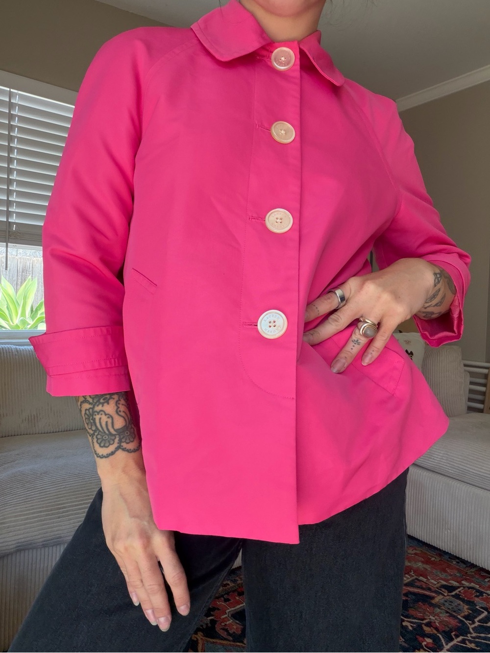 Ralph Lauren pink cropped trench coat jacket petite - Picture 2 of 9